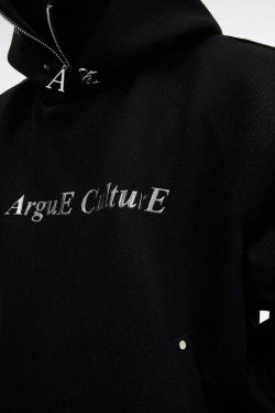 Y2K Grunge Silver-Studded Logo Hoodie - Retro 90s Fashion, Summer Outfits, and Clubwear