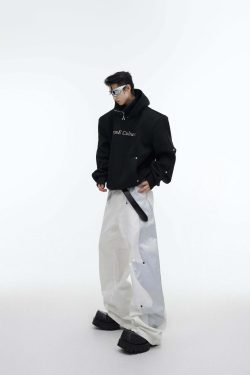 Y2K Grunge Silver-Studded Logo Hoodie - Retro 90s Fashion, Summer Outfits, and Clubwear