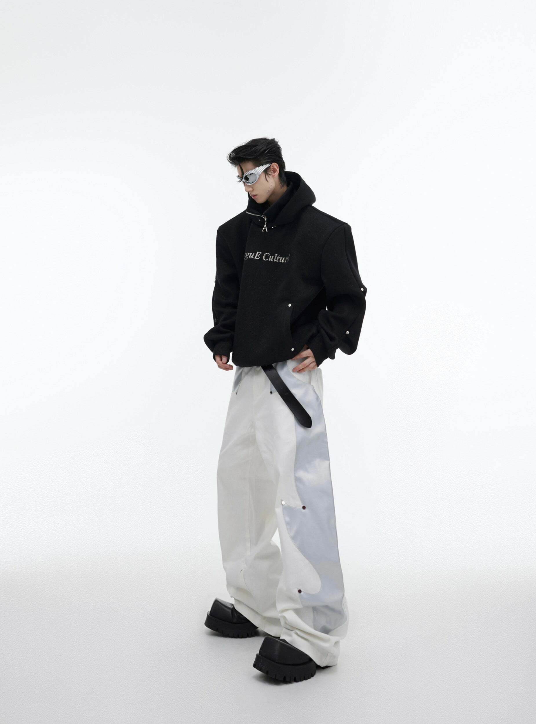 Y2K Grunge Silver-Studded Logo Hoodie - Retro 90s Fashion, Summer Outfits, and Clubwear