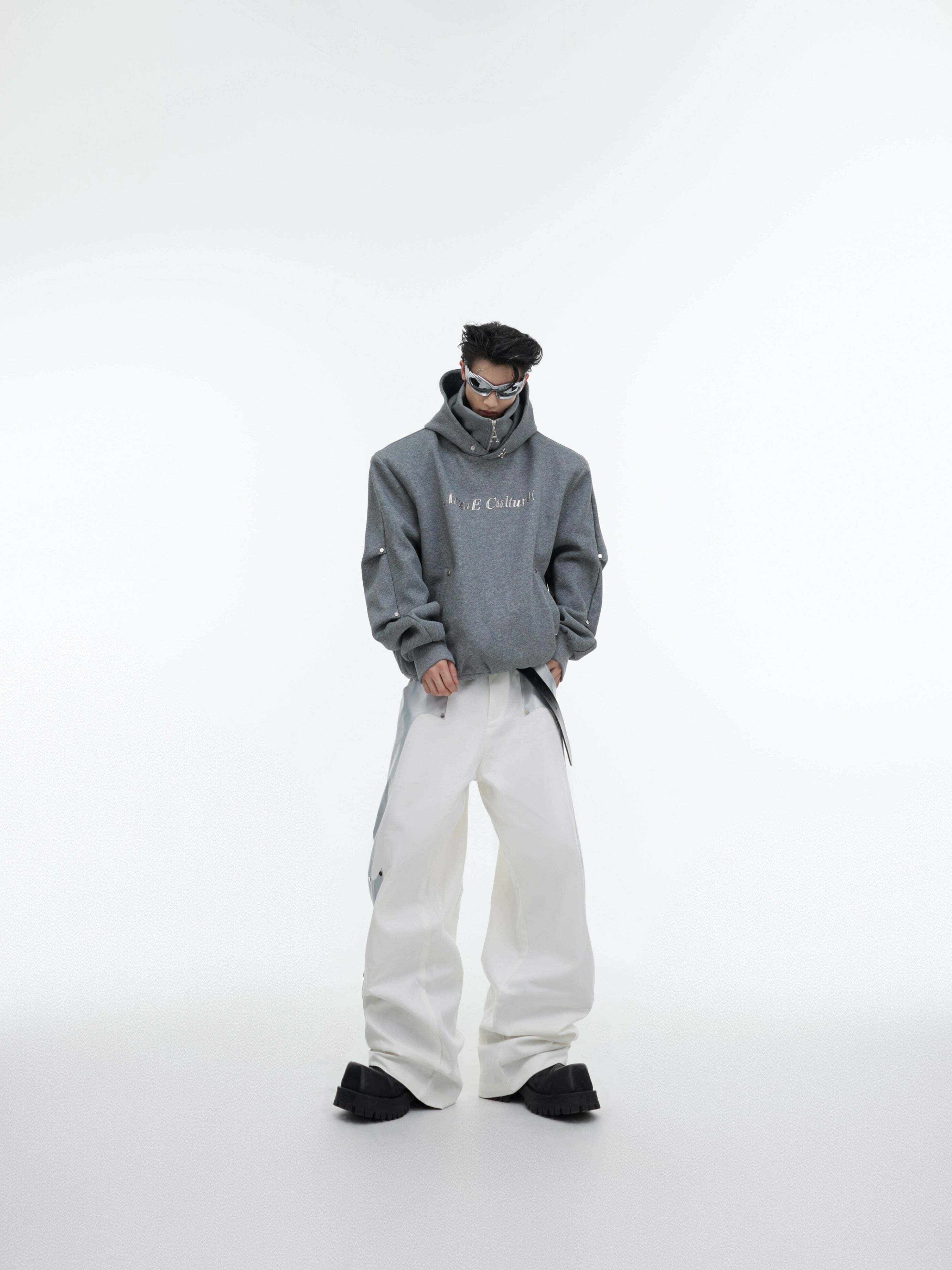 Y2K Grunge Silver-Studded Logo Hoodie - Retro 90s Fashion, Summer Outfits, and Clubwear