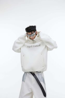 Y2K Grunge Silver-Studded Logo Hoodie - Retro 90s Fashion, Summer Outfits, and Clubwear