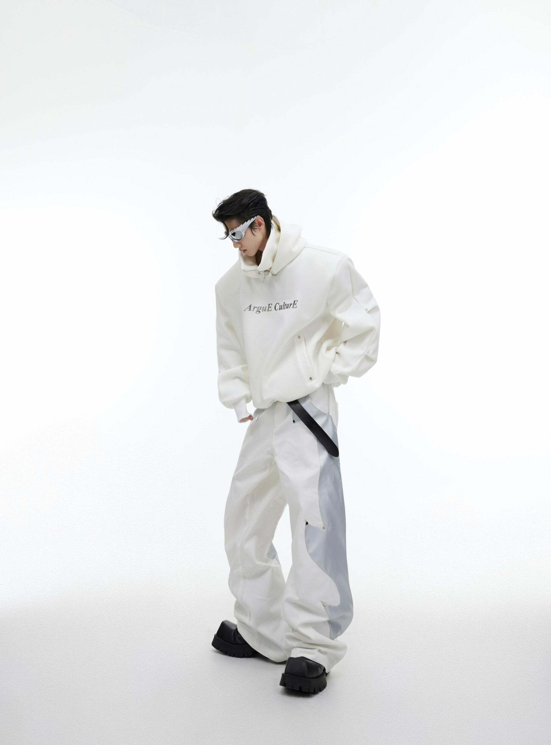 Y2K Grunge Silver-Studded Logo Hoodie - Retro 90s Fashion, Summer Outfits, and Clubwear