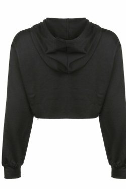 Y2K Grunge Skeleton Cropped Hoodie - 90s Retro Goth Summer Outfit for Women