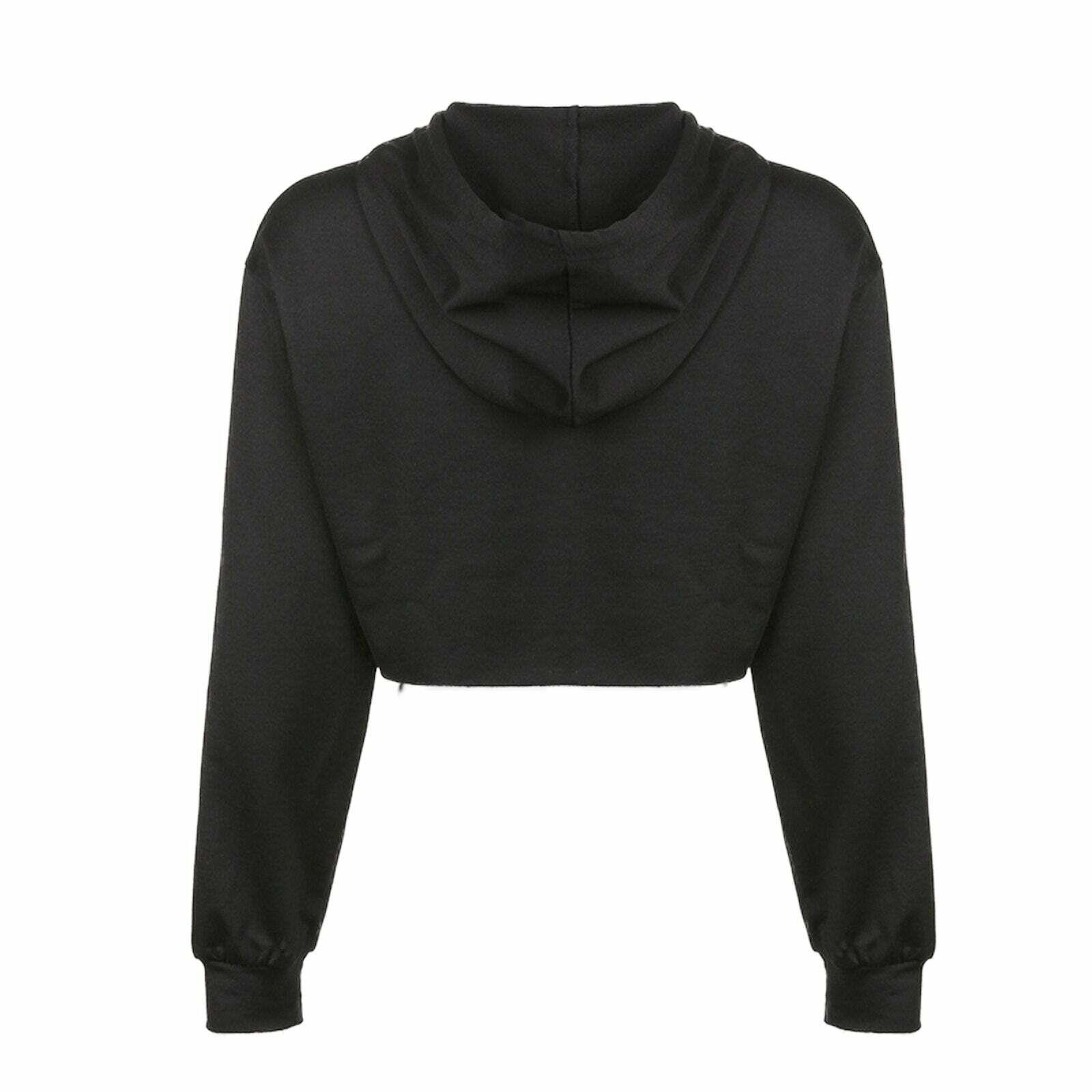 Y2K Grunge Skeleton Cropped Hoodie - 90s Retro Goth Summer Outfit for Women