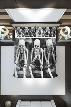 Y2K Grunge Skeleton Duvet Cover Set - Retro 90s Goth Pastel Goth Y2K Summer Bedroom Decor