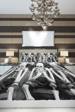 Y2K Grunge Skeleton Duvet Cover Set - Retro 90s Goth Pastel Goth Y2K Summer Bedroom Decor