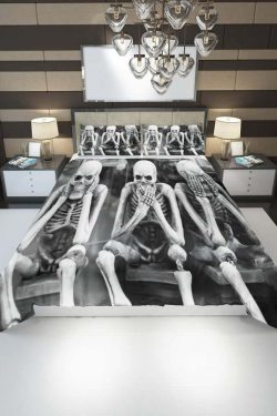 Y2K Grunge Skeleton Duvet Cover Set - Retro 90s Goth Pastel Goth Y2K Summer Bedroom Decor