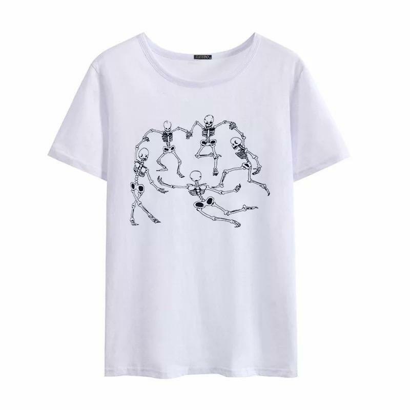 Y2K Grunge Skeleton Party T-Shirt - Retro 90s Fashion, Summer Y2K Outfits, Gothic Y2K Style