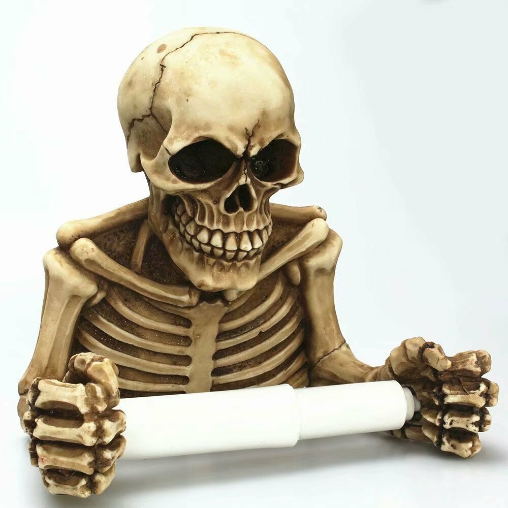 Y2K Grunge Skeleton Toilet Paper Holder - Retro 90s Goth Home Decor for Y2K Fashion Enthusiasts
