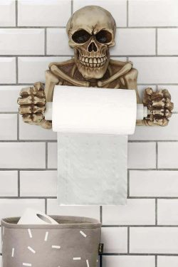 Y2K Grunge Skeleton Toilet Paper Holder - Retro 90s Goth Home Decor for Y2K Fashion Enthusiasts
