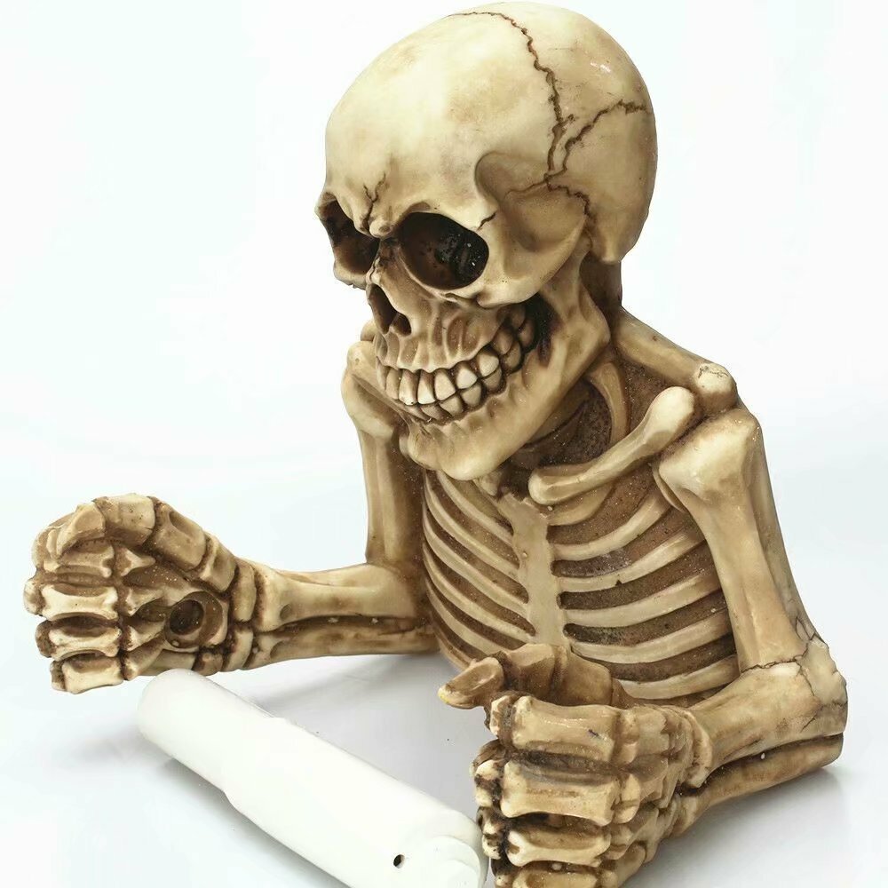 Y2K Grunge Skeleton Toilet Paper Holder - Retro 90s Goth Home Decor for Y2K Fashion Enthusiasts