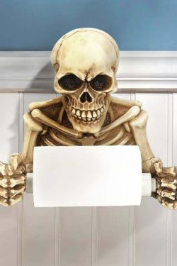 Y2K Grunge Skeleton Toilet Paper Holder - Retro 90s Goth Home Decor for Y2K Fashion Enthusiasts