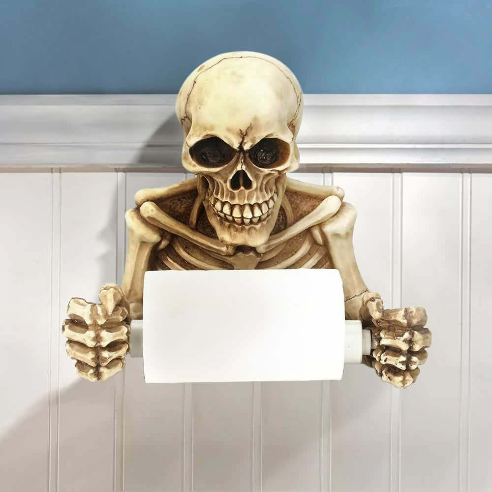 Y2K Grunge Skeleton Toilet Paper Holder - Retro 90s Goth Home Decor for Y2K Fashion Enthusiasts