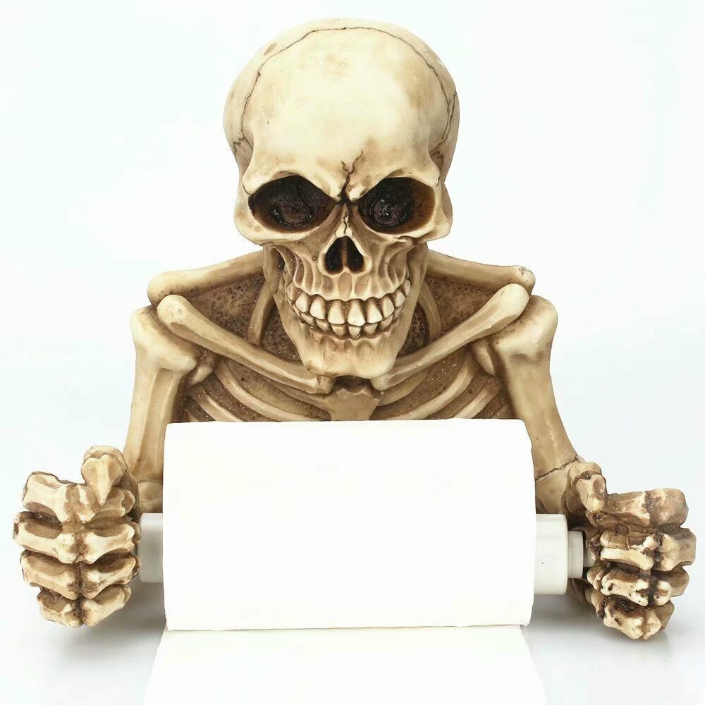 Y2K Grunge Skeleton Toilet Paper Holder - Retro 90s Goth Home Decor for Y2K Fashion Enthusiasts