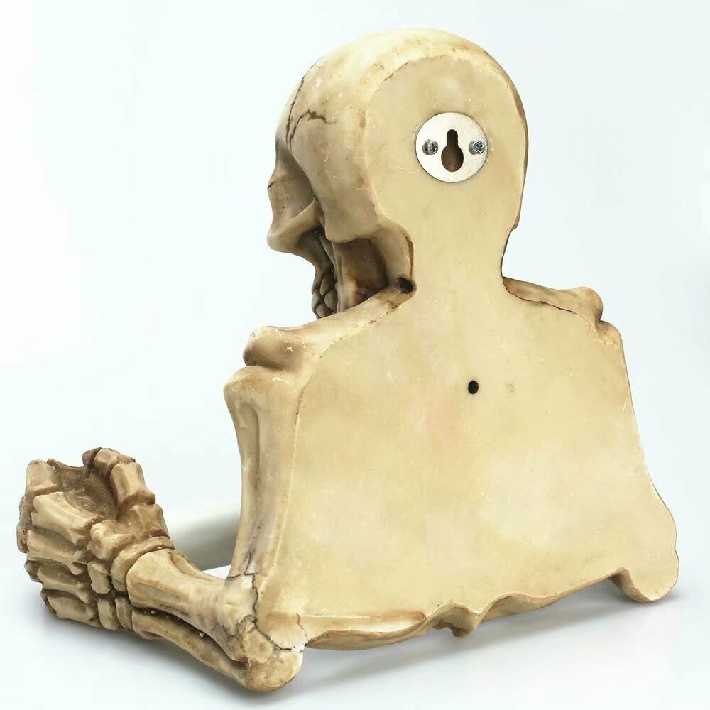 Y2K Grunge Skeleton Toilet Paper Holder - Retro 90s Goth Home Decor for Y2K Fashion Enthusiasts