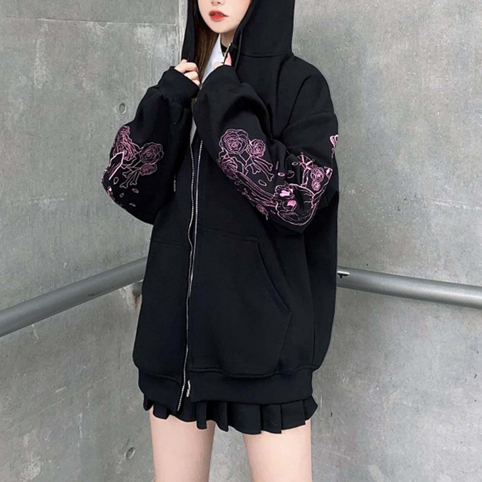 Y2K Grunge Skull and Dagger Hoodie - Retro 90s Fashion, Gothic Y2K, Summer Y2K Outfits