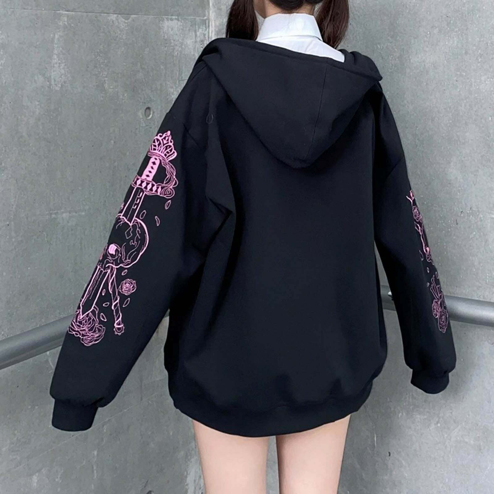 Y2K Grunge Skull and Dagger Hoodie - Retro 90s Fashion, Gothic Y2K, Summer Y2K Outfits