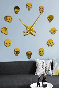 Y2K Grunge Skull Art Giant Wall Clock - Retro 90s Fashion, Gothic Y2K, Pastel Goth Decor