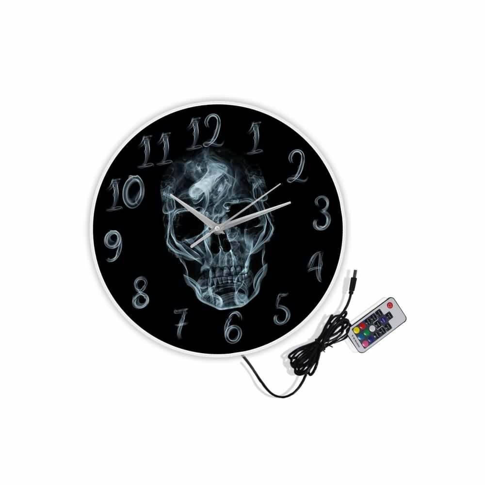Y2K Grunge Skull Art Wall Clock - Retro 90s Goth Decor for Y2K Fashion & Summer Outfits