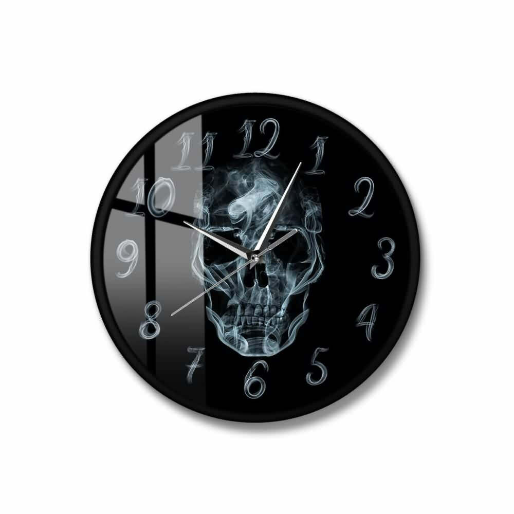 Y2K Grunge Skull Art Wall Clock - Retro 90s Goth Decor for Y2K Fashion & Summer Outfits