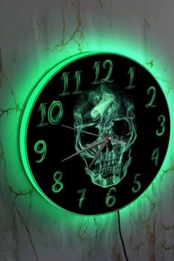 Y2K Grunge Skull Art Wall Clock - Retro 90s Goth Decor for Y2K Fashion & Summer Outfits