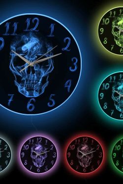 Y2K Grunge Skull Art Wall Clock - Retro 90s Goth Decor for Y2K Fashion & Summer Outfits