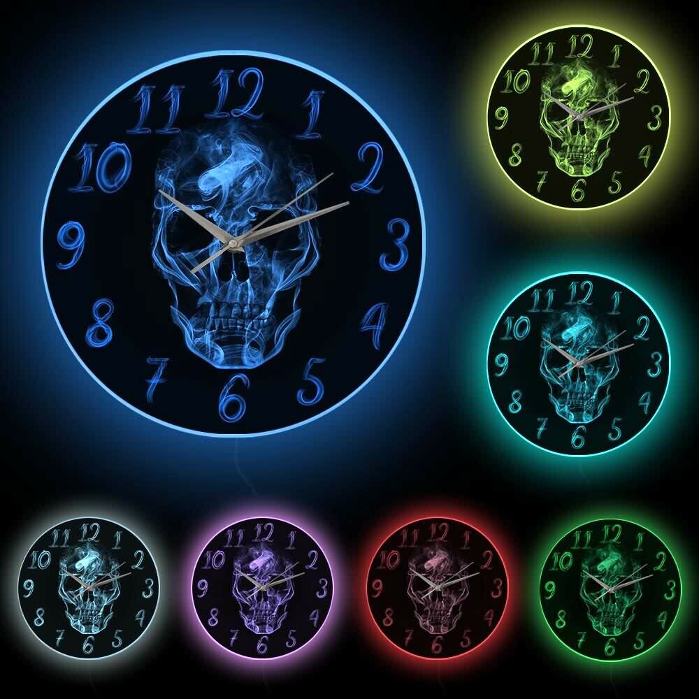 Y2K Grunge Skull Art Wall Clock - Retro 90s Goth Decor for Y2K Fashion & Summer Outfits