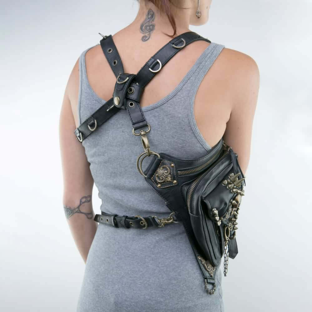 Y2K Grunge Skull Convertible Bag - Retro 90s Fashion, Gothic Y2K, Pastel Goth, Y2K Club Outfit