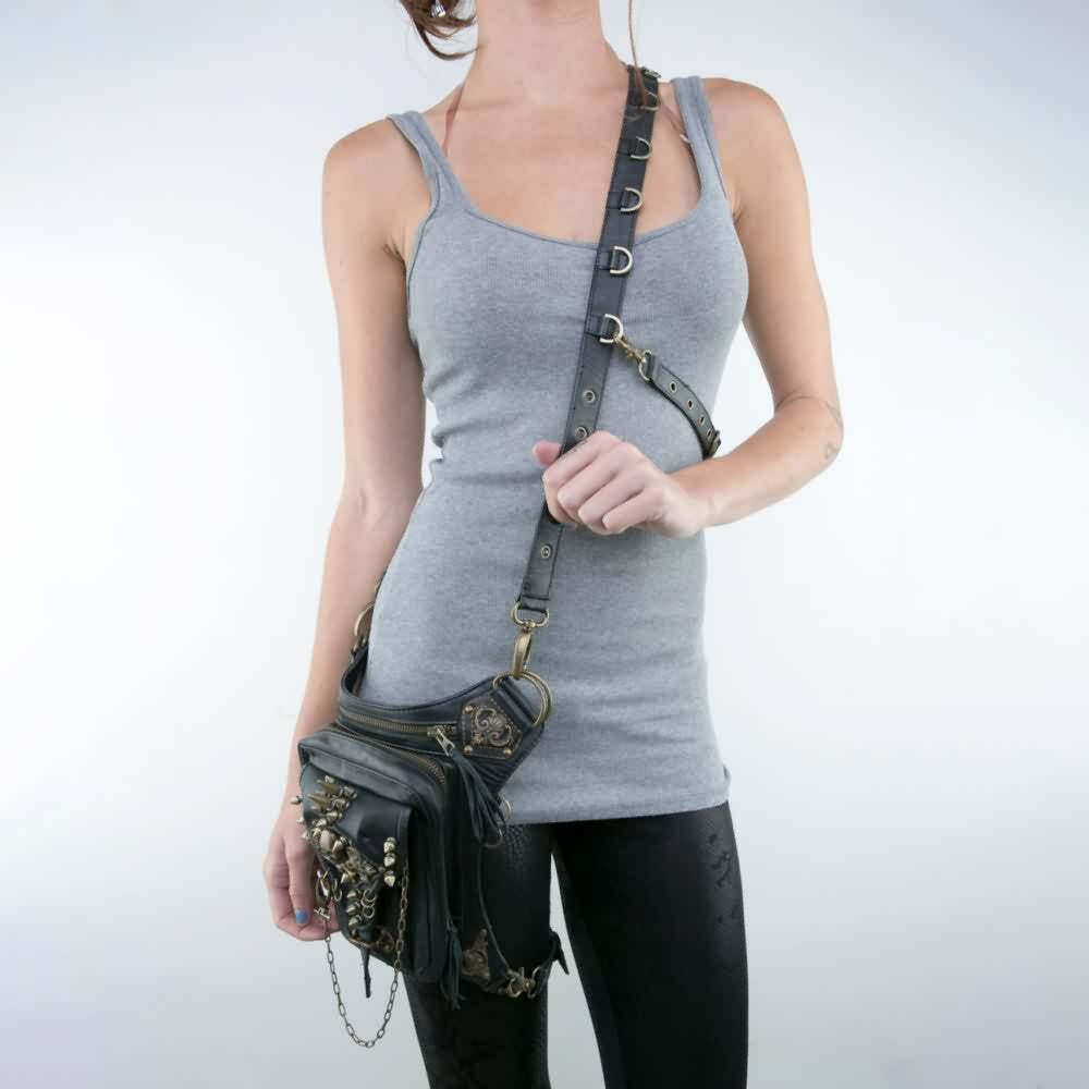 Y2K Grunge Skull Convertible Bag - Retro 90s Fashion, Gothic Y2K, Pastel Goth, Y2K Club Outfit