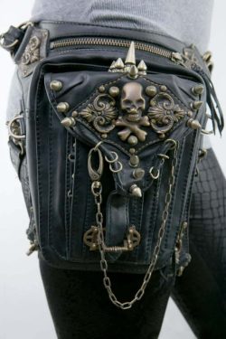 Y2K Grunge Skull Convertible Bag - Retro 90s Fashion, Gothic Y2K, Pastel Goth, Y2K Club Outfit