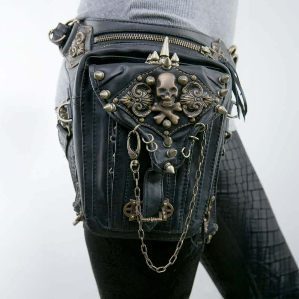 Y2K Grunge Skull Convertible Bag - Retro 90s Fashion, Gothic Y2K, Pastel Goth, Y2K Club Outfit