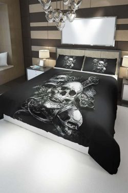 Y2K Grunge Skull Duvet Cover Set - Retro 90s Goth Pastel Goth Y2K Summer Bedroom Decor