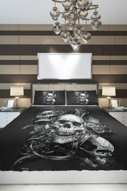 Y2K Grunge Skull Duvet Cover Set - Retro 90s Goth Pastel Goth Y2K Summer Bedroom Decor