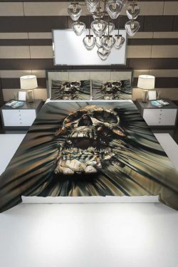 Y2K Grunge Skull Duvet Cover Set - Retro 90s Goth Summer Bedroom Decor