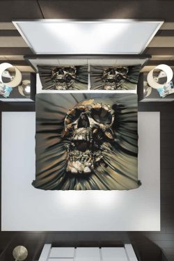 Y2K Grunge Skull Duvet Cover Set - Retro 90s Goth Summer Bedroom Decor