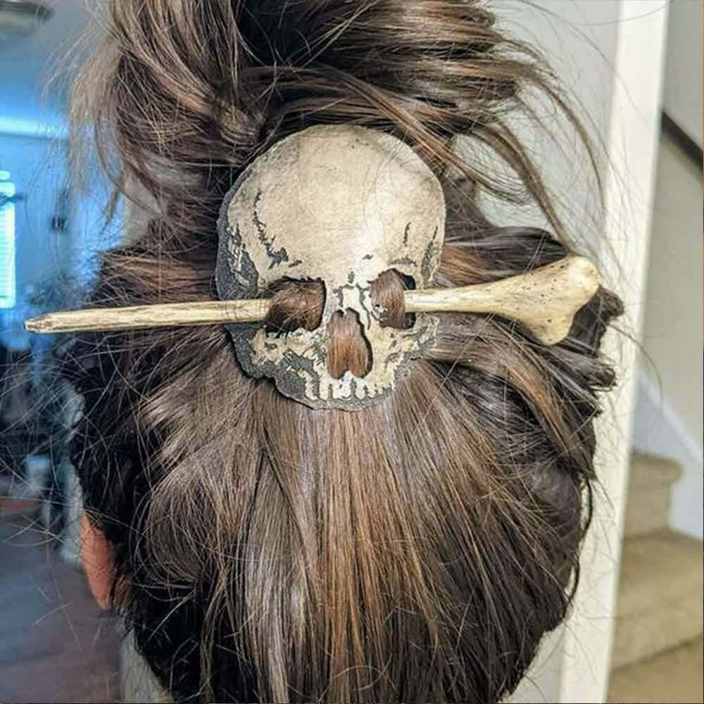 Y2K Grunge Skull Hair Pin - Retro 90s Punk Metal Gothic Accessory for Y2K Outfits & Hairstyles