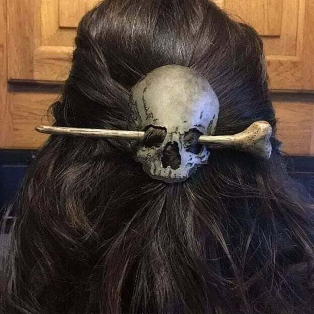Y2K Grunge Skull Hair Pin - Retro 90s Punk Metal Gothic Accessory for Y2K Outfits & Hairstyles