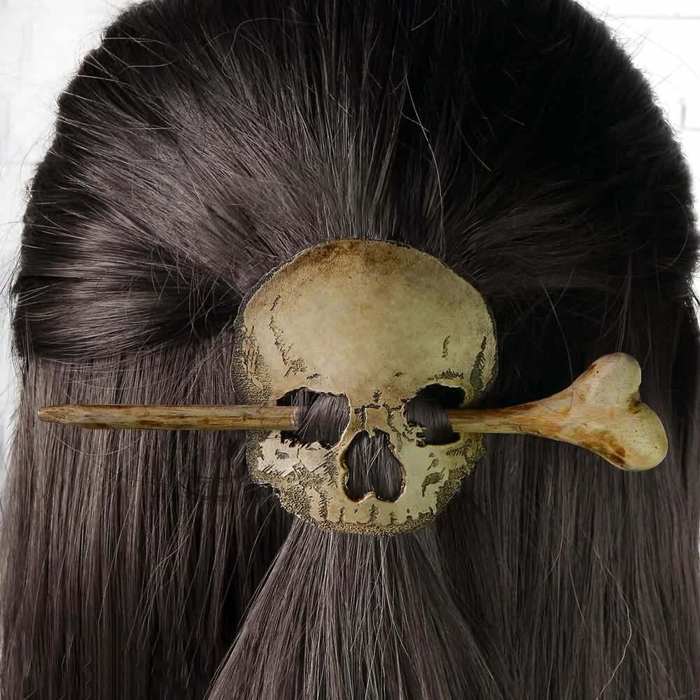 Y2K Grunge Skull Hair Pin - Retro 90s Punk Metal Gothic Accessory for Y2K Outfits & Hairstyles