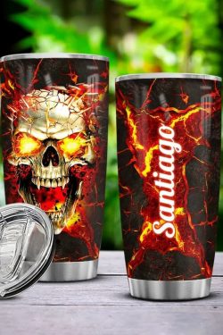 Y2K Grunge Skull Lava Stainless Steel Custom Tumbler - Retro 90s Fashion & Summer Vibes