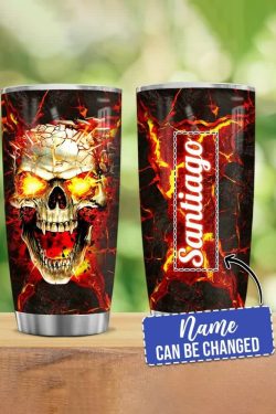 Y2K Grunge Skull Lava Stainless Steel Custom Tumbler - Retro 90s Fashion & Summer Vibes