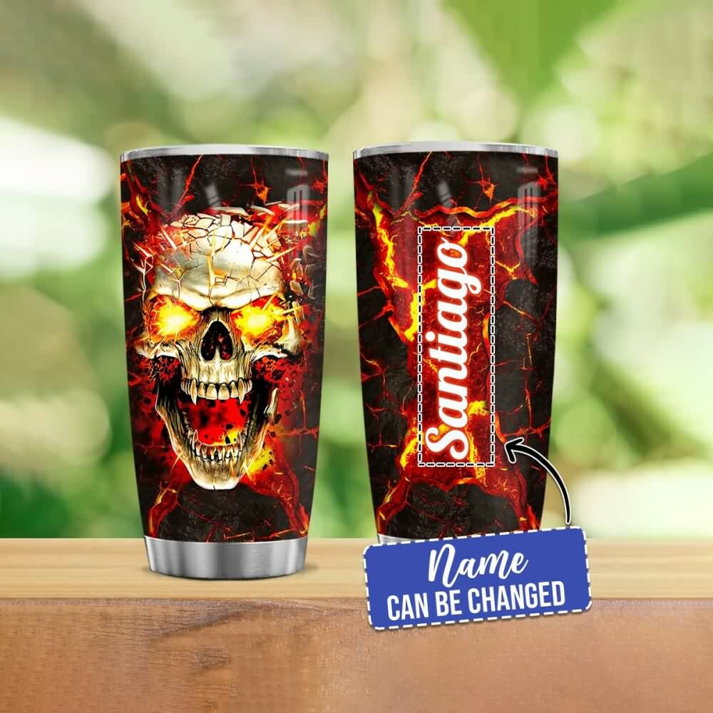 Y2K Grunge Skull Lava Stainless Steel Custom Tumbler - Retro 90s Fashion & Summer Vibes