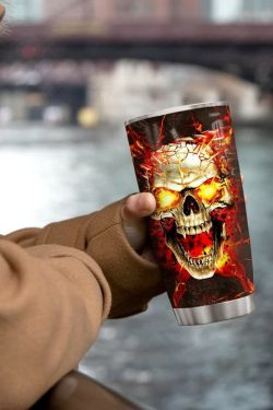 Y2K Grunge Skull Lava Stainless Steel Custom Tumbler - Retro 90s Fashion & Summer Vibes