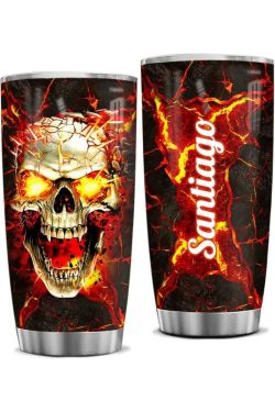 Y2K Grunge Skull Lava Stainless Steel Custom Tumbler - Retro 90s Fashion & Summer Vibes