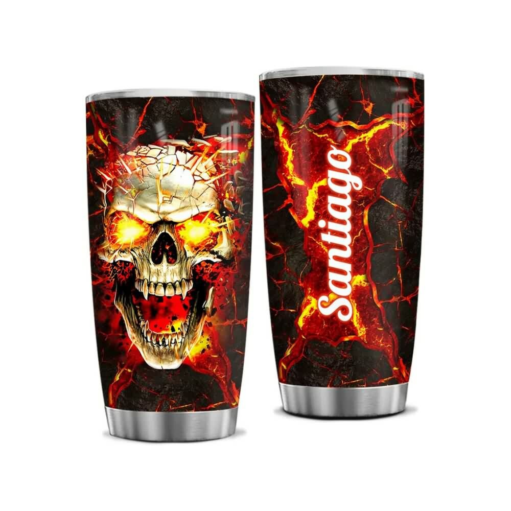 Y2K Grunge Skull Lava Stainless Steel Custom Tumbler - Retro 90s Fashion & Summer Vibes