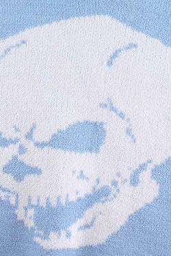 Y2K Grunge Skull Print Sweater - Retro 90s Fashion, Gothic Y2K, Dark Y2K Outfits
