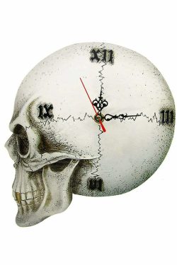 Y2K Grunge Skull Roman Numeral Wall Clock - Retro 90s Goth Decor for Y2K Fashion Enthusiasts