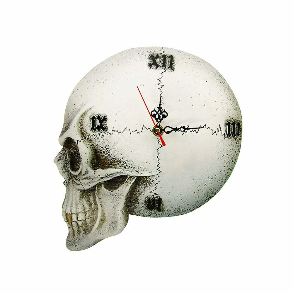 Y2K Grunge Skull Roman Numeral Wall Clock - Retro 90s Goth Decor for Y2K Fashion Enthusiasts