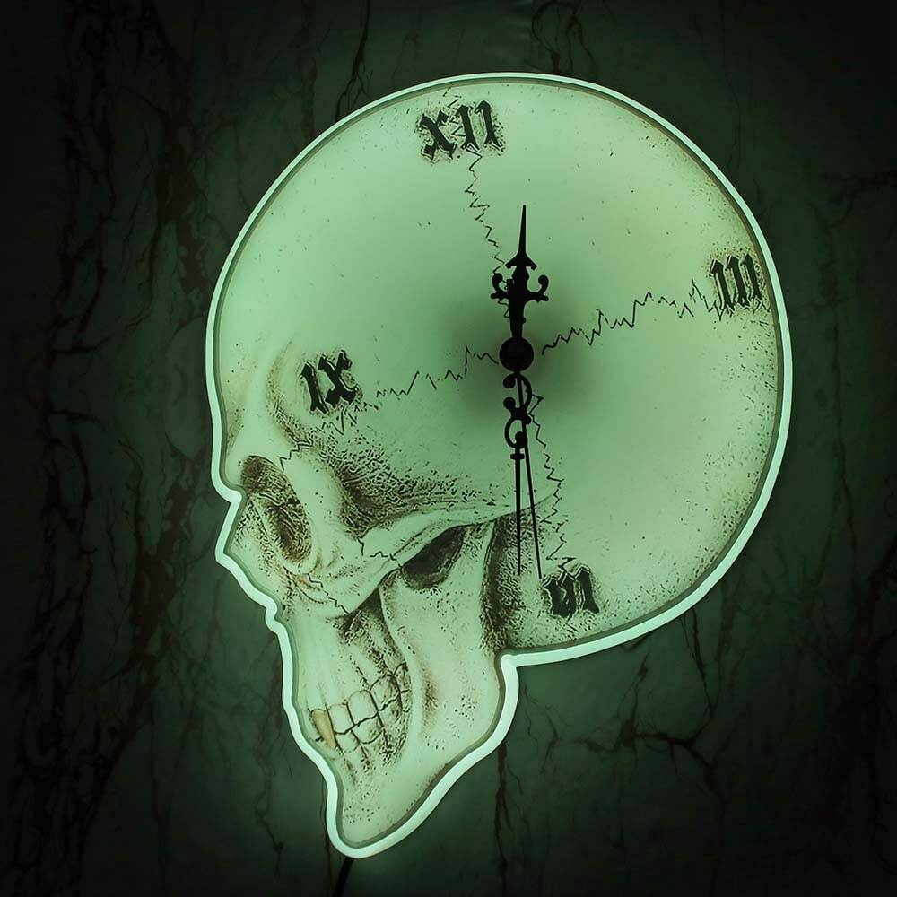 Y2K Grunge Skull Roman Numeral Wall Clock - Retro 90s Goth Decor for Y2K Fashion Enthusiasts
