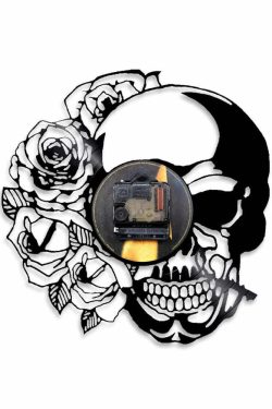 Y2K Grunge Skull Rose Art Wall Clock - Retro 90s Goth Decor for Y2K Fashion and Summer Outfits