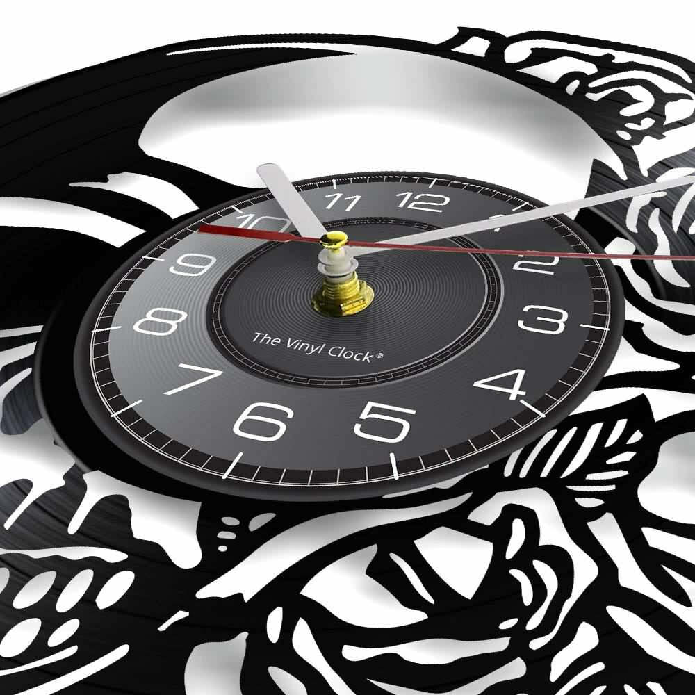 Y2K Grunge Skull Rose Art Wall Clock - Retro 90s Goth Decor for Y2K Fashion and Summer Outfits